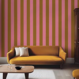 Papier peint rayures Maracuja – Rose & Ocre