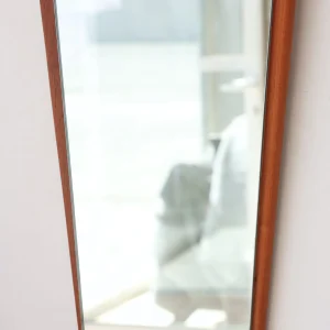 Miroir mural vintage en teck – Design scandinave asymétrique, années 50