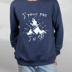 PROMO PULL HOMME : J&rsquo;PEUX PAS J&rsquo;AI SKI-BLEU JEAN-M