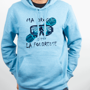 PROMO SWEAT HOMME : MA DROGUE C&rsquo;EST LA POUDREUSE SNOW-BLEU CIEL-L