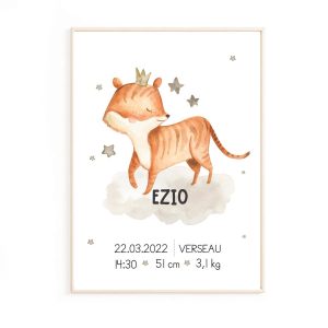 Affiche de naissance renard personnalisée