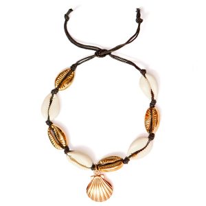 Bracelet de cheville Coquillages Ariela – noir