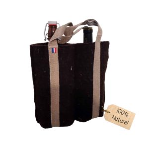 Sac isotherme Duo pour bouteilles – 0,5 à 1 L – Laine française – Ecocotte
