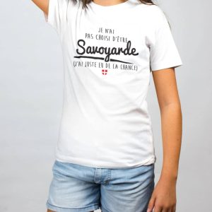 PROMO T SHIRT ENFANT : JE N&rsquo;AI PAS CHOISI D&rsquo;ETRE SAVOYARDE-BLANC-6ANS